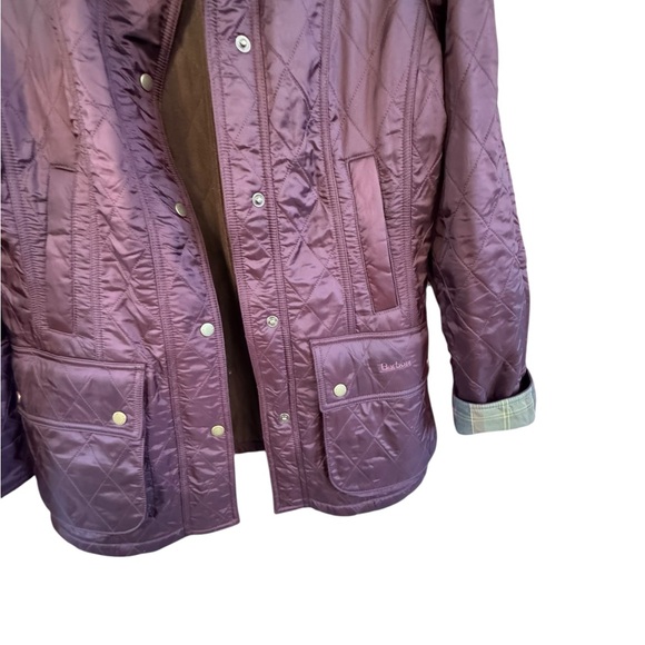 Barbour Beadnell Quilted Jacket Cabernet/Brown Sz 8 Plaid - Picture 5 of 6